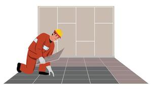 chão reparar ilustração com uma homem colocando uma chão peças vetor