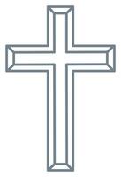 Cruz do cristão crucifixo. simples logotipo ícone do cristão símbolo do Igreja do Jesus. placa do católico, religioso e ortodoxo fé arte deco vetor