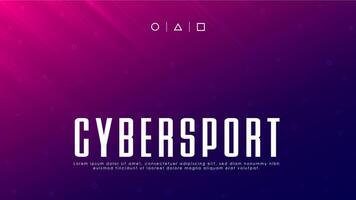 cyber esporte bandeira, esports abstrato fundo. jogos. Rosa roxa gradiente fundo com luz raios, geométrico padrão, e copyspace. Projeto para jogos eventos. ciberesporte conceito. vetor