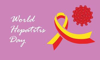 mundo hepatite dia, Julho 28º. vermelho e amarelo fita é uma símbolo do mundo hepatite dia. vetor