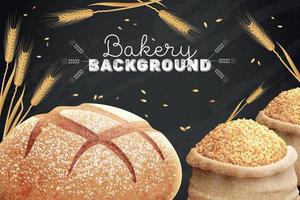 fundo realista de padaria de pão vetor