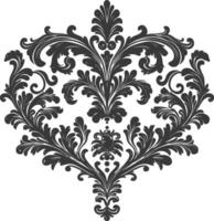 silhueta lareira forma barroco enfeite com filigrana floral elemento Preto cor só vetor
