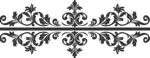 silhueta horizontal linha divisor com barroco enfeite Preto cor só vetor