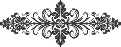 silhueta horizontal linha divisor com barroco enfeite Preto cor só vetor