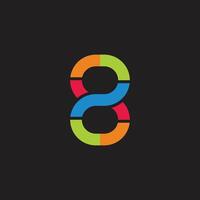 número 2 8 colorida infinidade linear logotipo vetor