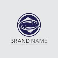 peixe e pescaria logotipo aquático Projeto animal ilustração vetor
