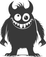 silhueta engraçado monstro desenho animado Preto cor só vetor