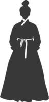 silhueta independente coreano mulheres vestindo hanbok Preto cor só vetor