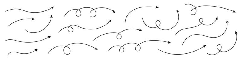 coleção do linha Setas; flechas. conjunto simples curvado mão desenhado Setas; flechas. coleção do ponteiros. vetor