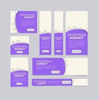 modelo de design de banner web roxo agência de publicidade. folheto de vetor com espaço de texto. cartaz publicitário com copyspace personalizado. Cartaz promocional para impressão para publicidade. layout gráfico