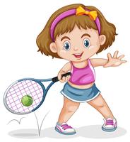 Um, femininas, jogador tênis vetor