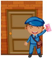 Carteiro entregando carta na porta vetor