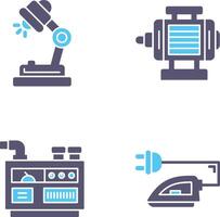 escrivaninha luminária e elétrico motor ícone vetor