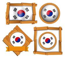 Bandeira da Coreia do Sul em quadros diferentes vetor
