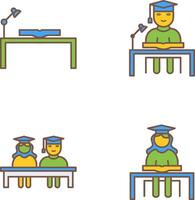 estude escrivaninha e estudando em escrivaninha ícone vetor