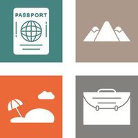 Passaporte e montanha ícone vetor