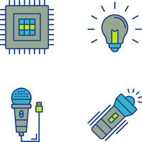 processador e luz lâmpada ícone vetor