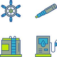 navio roda e binocular ícone vetor