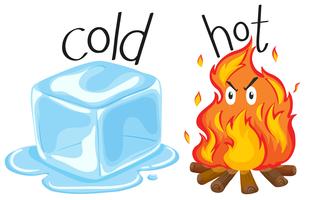 Icecube frio e fogo quente vetor