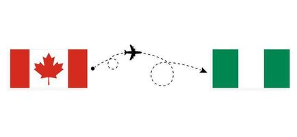voo e viagem do Canadá para a Nigéria pelo conceito de viagem de avião de passageiros vetor