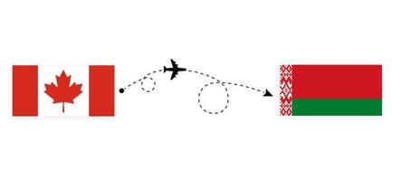 voo e viagem do Canadá para a Bielorrússia pelo conceito de viagem de avião de passageiros vetor