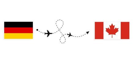 voo e viagem da Alemanha para o Canadá pelo conceito de viagem de avião de passageiros vetor