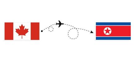 voo e viagens do Canadá para a Coreia do Norte pelo conceito de viagens de avião de passageiros vetor