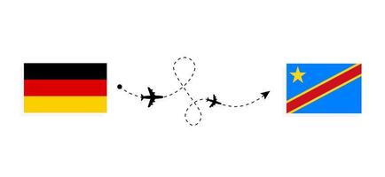 voo e viagem da Alemanha para a República Democrática do congo pelo conceito de viagem de avião de passageiros vetor