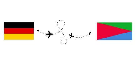voo e viagem da Alemanha para a Eritreia pelo conceito de viagem de avião de passageiros vetor