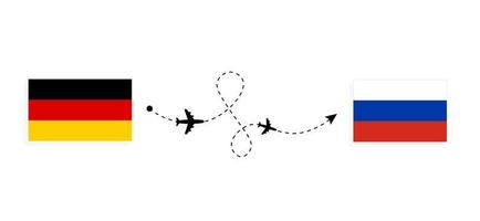 voo e viagens da Alemanha para a Rússia pelo conceito de viagens de avião de passageiros vetor