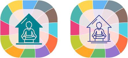 ioga às casa ícone Projeto vetor