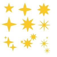 ícones de estrelas do doodle. estrelas cintilantes. brilhos, estouro de brilho. símbolos de vetor de natal isolados estilo desenhado à mão