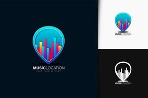 design de logotipo de localização de música gradiente colorido vetor