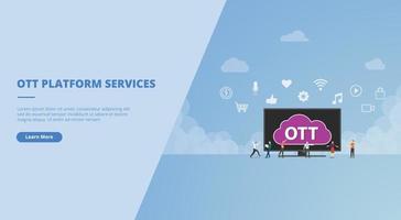 ott over the top serviços de mídia para banner de modelo de página inicial de destino de site ou apresentação de slides vetor