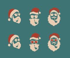 conjunto de ilustração vetorial vintage hipster de papai noel vetor