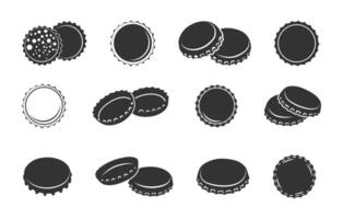 coroa cápsulas silhueta, garrafa boné, refrigerante boné, garrafa boné silhuetas, coroa cápsulas contorno, bebendo garrafa boné, refrigerante garrafa boné silhueta. vetor