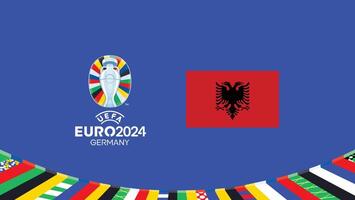 euro 2024 Albânia bandeira emblema equipes Projeto com oficial símbolo logotipo abstrato países europeu futebol ilustração vetor