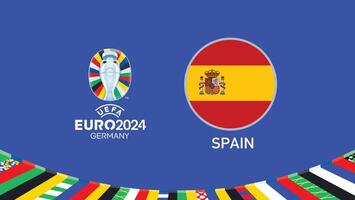 euro 2024 Alemanha Espanha bandeira emblema equipes Projeto com oficial símbolo logotipo abstrato países europeu futebol ilustração vetor