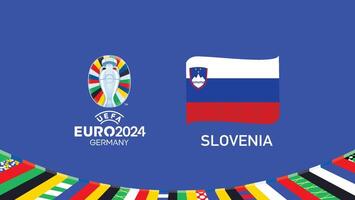 euro 2024 eslovénia emblema fita equipes Projeto com oficial símbolo logotipo abstrato países europeu futebol ilustração vetor
