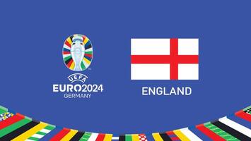 euro 2024 Inglaterra bandeira emblema equipes Projeto com oficial símbolo logotipo abstrato países europeu futebol ilustração vetor