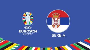 euro 2024 Alemanha Sérvia bandeira emblema equipes Projeto com oficial símbolo logotipo abstrato países europeu futebol ilustração vetor