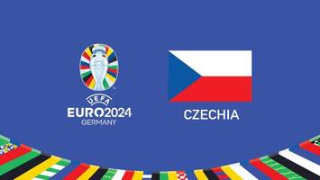 euro 2024 checa bandeira emblema equipes Projeto com oficial símbolo logotipo abstrato países europeu futebol ilustração vetor