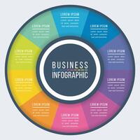 infográfico colorida Projeto 10 passos, objetos, elementos ou opções círculo infográfico modelo para o negócio em formação vetor