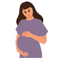 grávida mulher tendo contração ilustração vetor