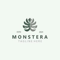 monstera deliciosa folha natureza logotipo projeto, plano plantar ícone Projeto ilustração modelo vetor