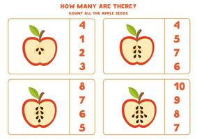 contagem todos maçã sementes e círculo a corrigir respostas. vetor