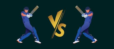 ilustração do batedor e batedor jogador em Grilo campeonato Esportes fundo para jogador de críquete vs jogador de críquete vetor