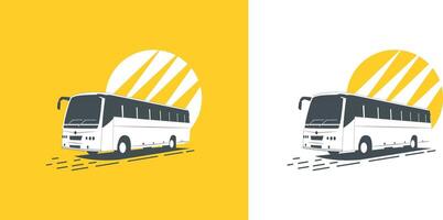 Preto e branco ônibus dentro amarelo fundo vetor