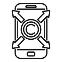 direito autoral telefone em formação ícone esboço . moderno proteção vetor
