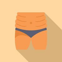 em forma gordo corpo ícone plano . lipoaspiração Cuidado abdominal vetor